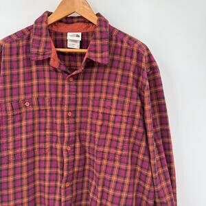 The North Face maroon Plaid Button Down Flannel